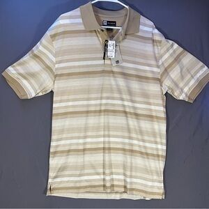 Jos. A. Bank Men's Polo Shirt - Beige and White Stripes